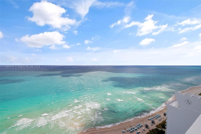 property view of water featuring a view of the beach