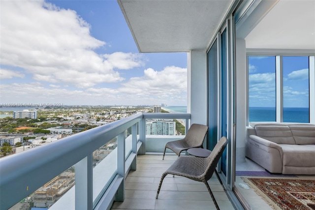 balcony with a water view