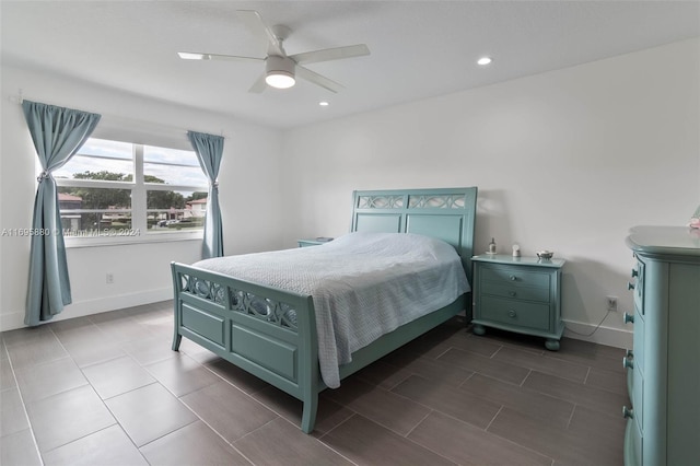 bedroom featuring ceiling fan