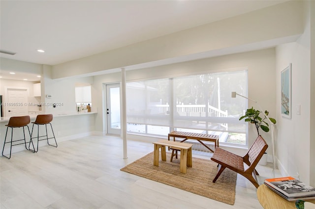 interior space featuring plenty of natural light and light hardwood / wood-style floors