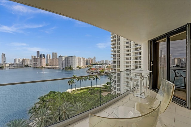 balcony with a water view