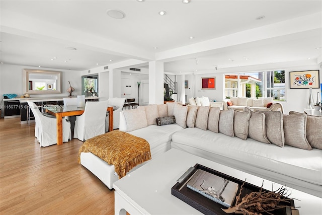 living room featuring light hardwood / wood-style flooring