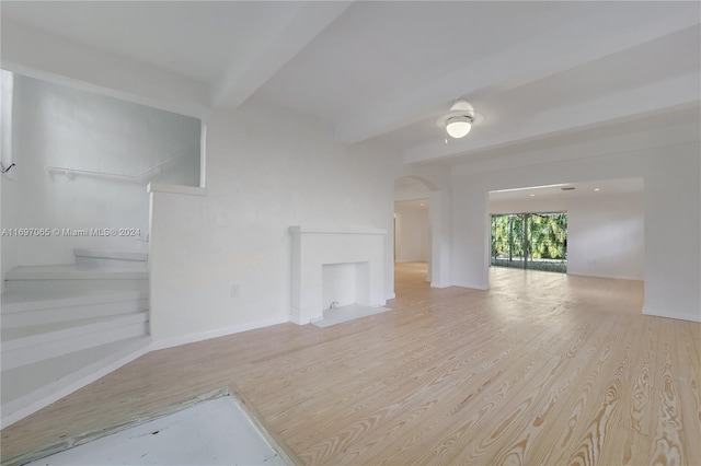 unfurnished living room with light hardwood / wood-style flooring