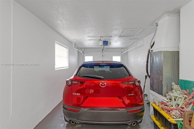 garage with a garage door opener