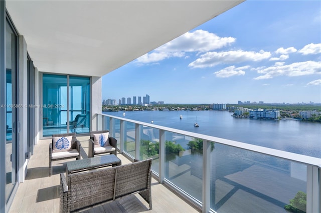 balcony with a water view