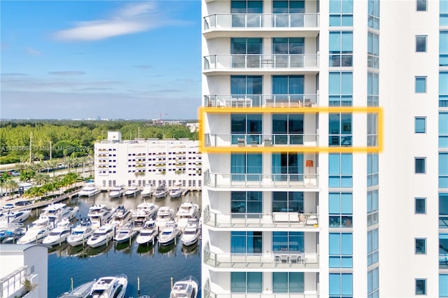 view of property with a water view