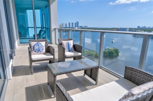 balcony with a water view