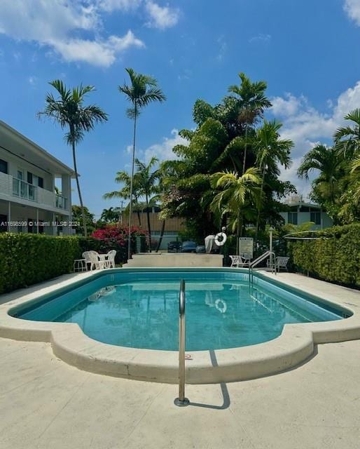 view of swimming pool with a patio area