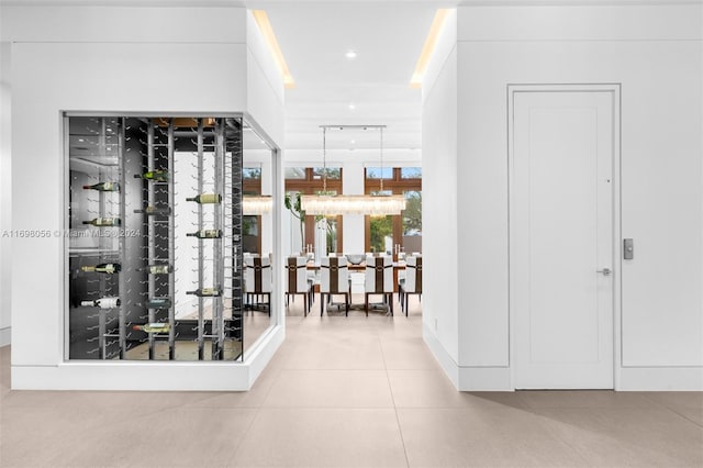 interior space featuring light tile patterned floors