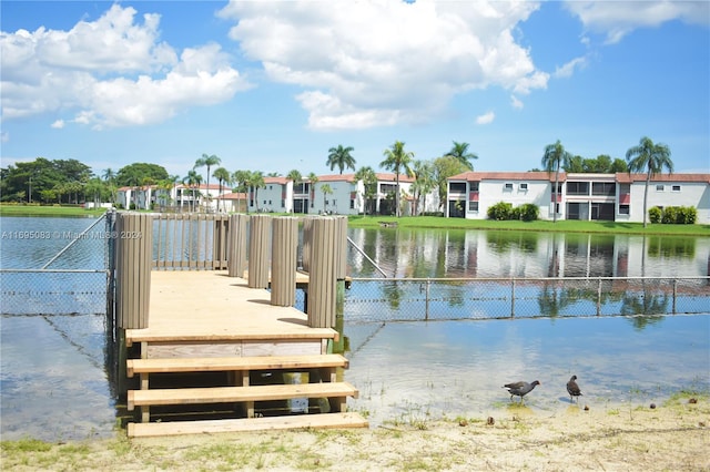 view of dock featuring a water view