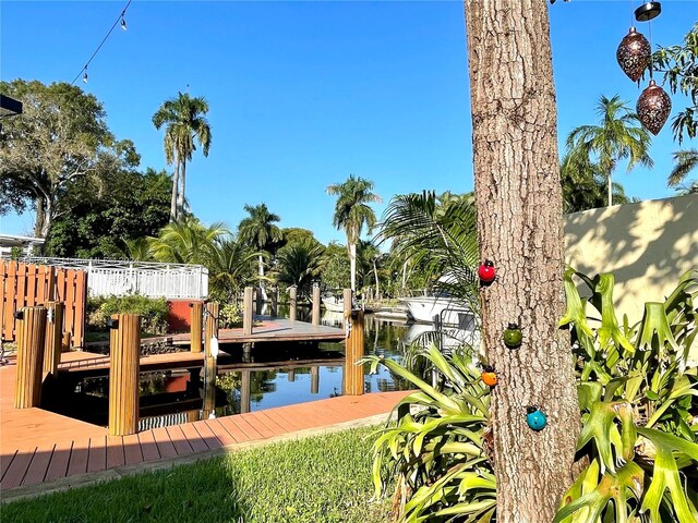 view of dock featuring a water view