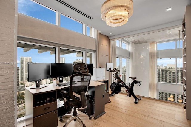 office space featuring light hardwood / wood-style flooring