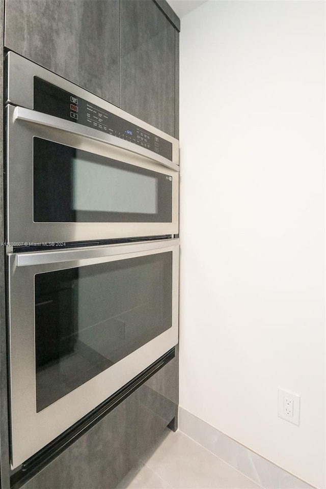 details featuring stainless steel double oven