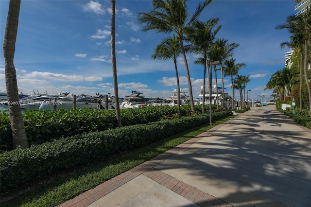 view of home's community with a water view