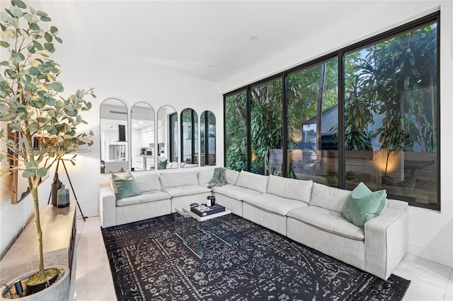 view of tiled living room