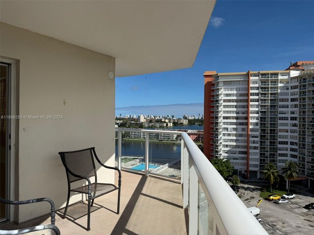 balcony with a water view