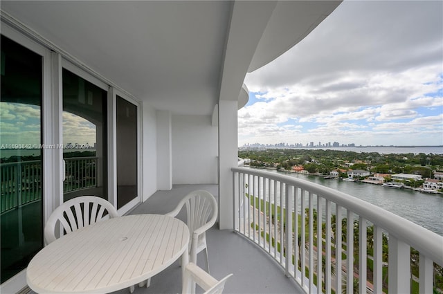 balcony with a water view