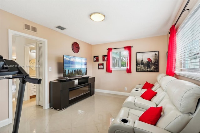 view of tiled living room