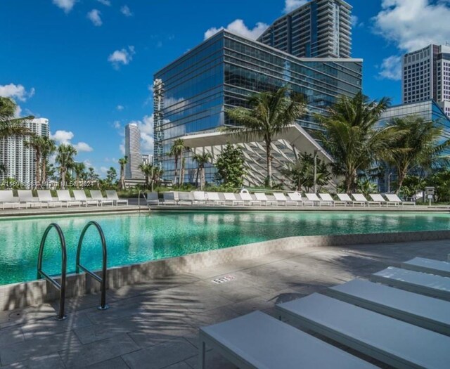 view of pool featuring a patio