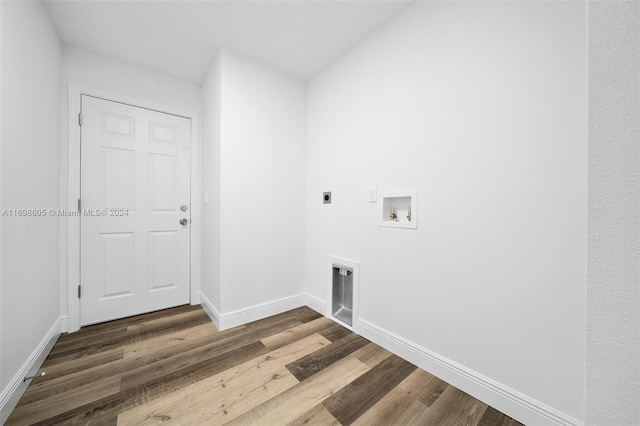 laundry room featuring hookup for an electric dryer, hookup for a washing machine, and dark wood-type flooring