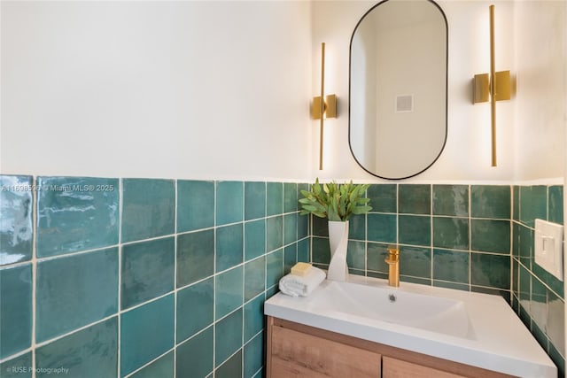 14584 SW 115th St, Miami, FL 33186 - bathroom with vanity and tile walls