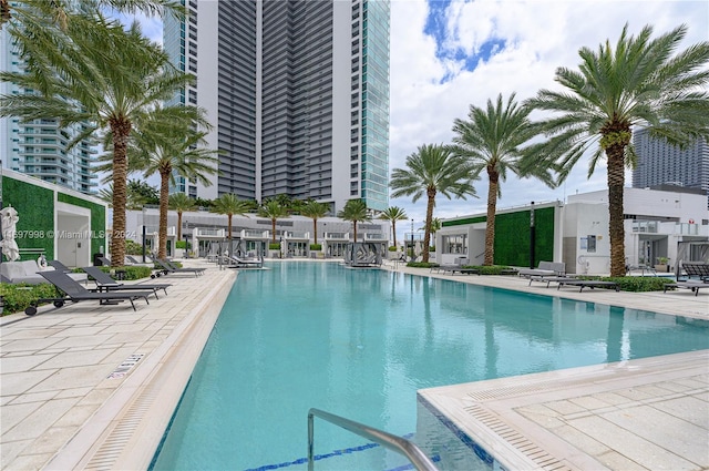 view of pool featuring a patio