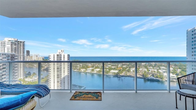 balcony with a water view