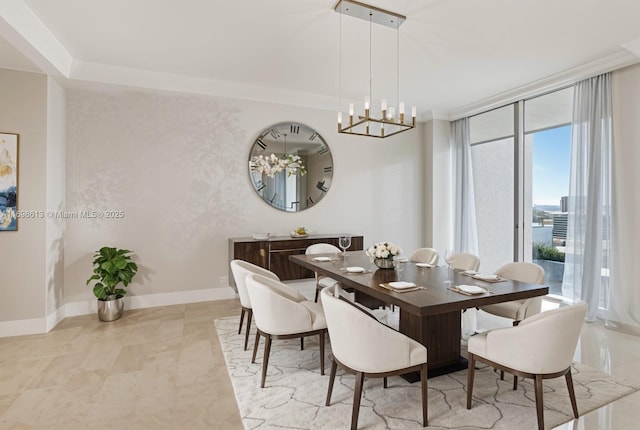 3201 NE 183rd St Unit 2607, Aventura, FL 33160 - dining area with a chandelier and baseboards