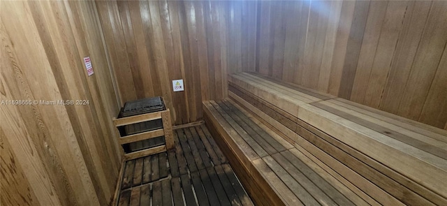 view of sauna with hardwood / wood-style floors