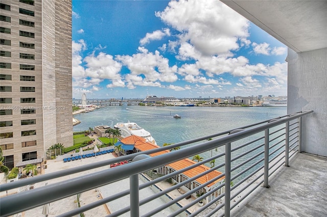 balcony with a water view