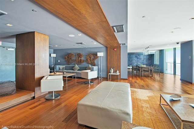 living room with hardwood / wood-style flooring