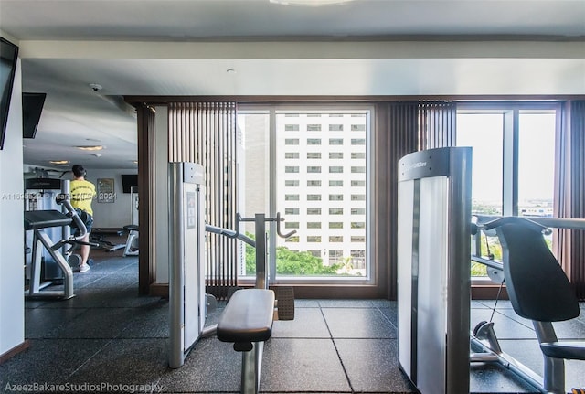 exercise room with a healthy amount of sunlight