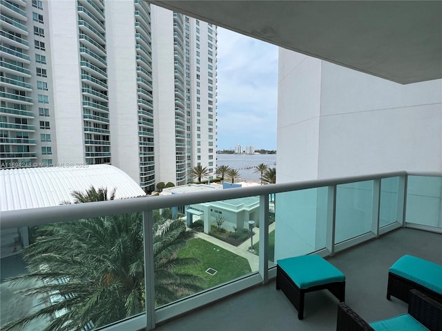 balcony with a water view