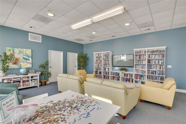 living room featuring carpet floors