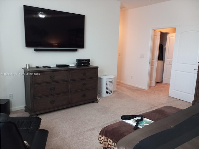 living room with light colored carpet