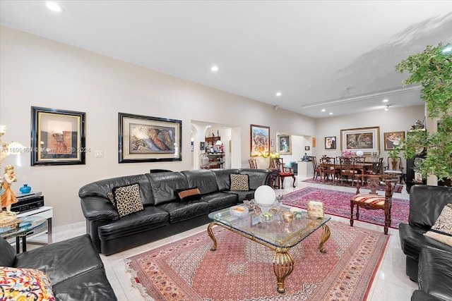 view of tiled living room