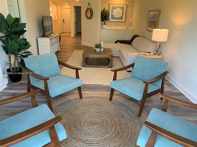 living room with hardwood / wood-style flooring