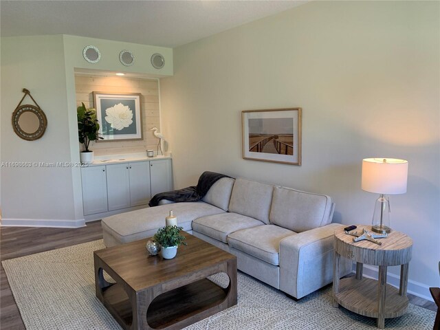 living room with light hardwood / wood-style flooring