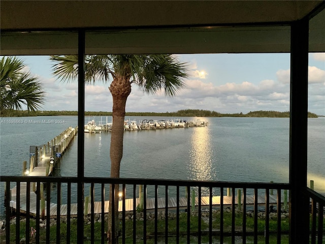 property view of water with a boat dock