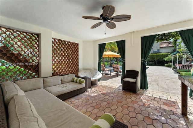 3305 S Moorings Way, Miami, FL 33133 - view of patio with an outdoor hangout area and ceiling fan