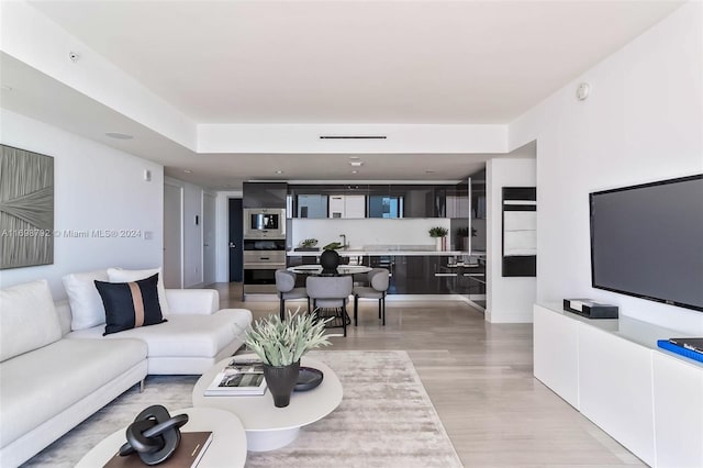 living room featuring light hardwood / wood-style flooring