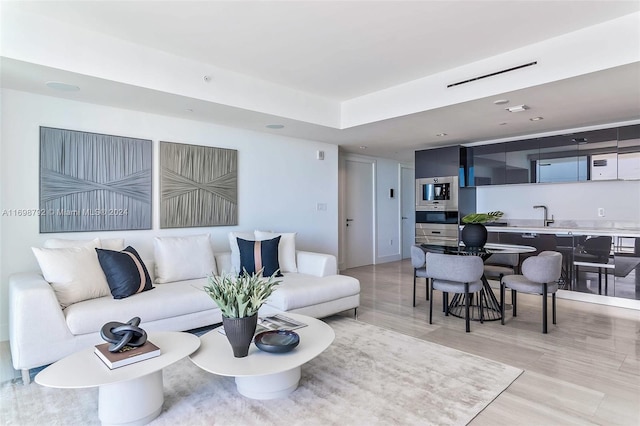 living room featuring light hardwood / wood-style flooring