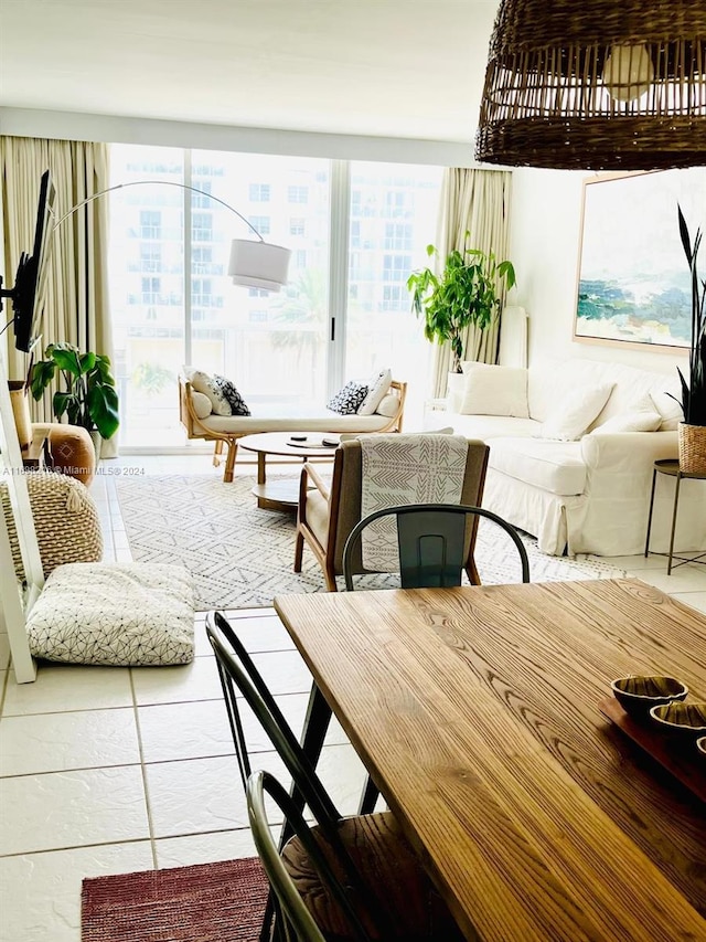 interior space with tile patterned floors