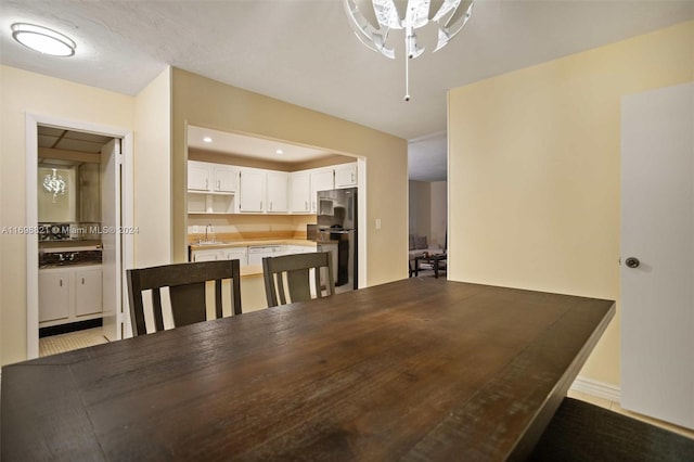 dining space with sink