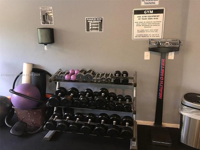 view of workout area