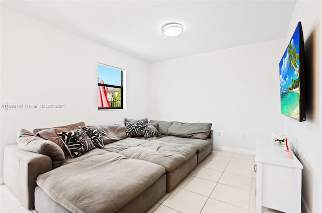 living room featuring light tile patterned floors