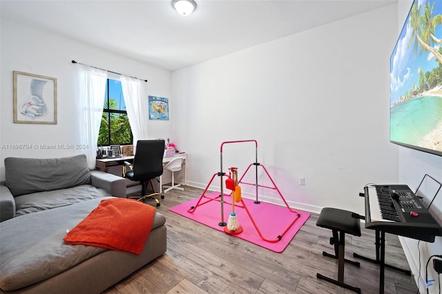 game room featuring hardwood / wood-style flooring