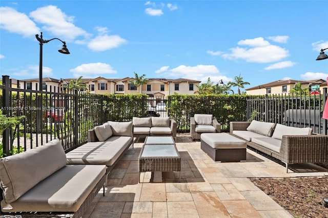 4641 Caspian Way, Davie, FL 33314 - fenced backyard with an outdoor hangout area, a patio area, and a residential view