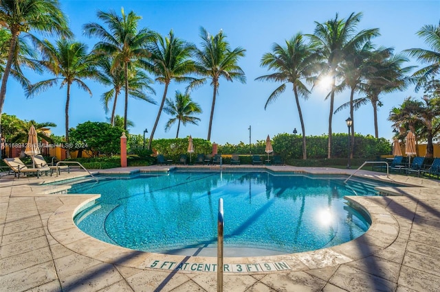 view of pool featuring a patio