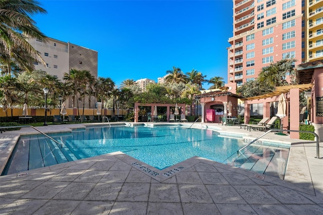 view of pool featuring a patio area